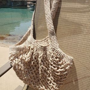 Handmade beige market bag
